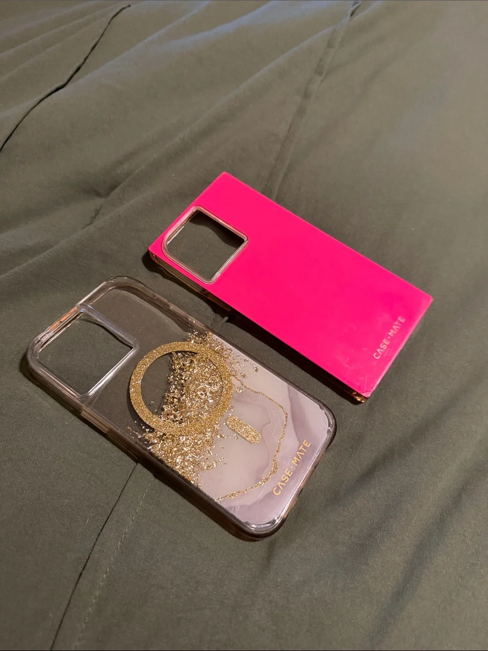 case-mate Hot Pink & Gold Glitter Clear Phone Case Duo